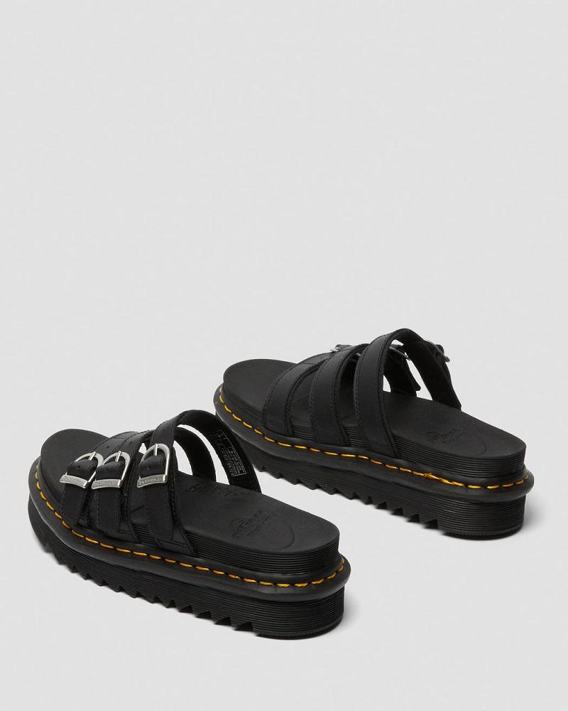 Sandalias Deslizantes Dr Martens Blaire Cuero Mujer Negros | MX 473ILH